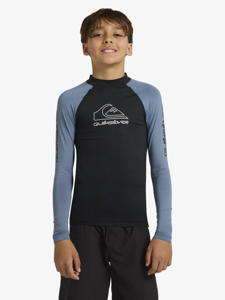 Image of Coats & Jackets. Product name - Quiksilver Boys 8-16 Ontourlsyt Rash Vest China Blue in China Blue colour by brand - Quiksilver