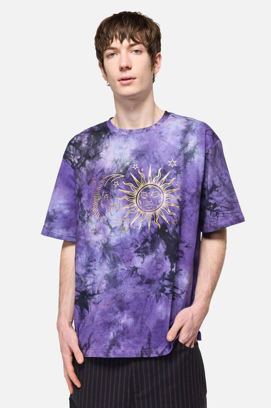 Image of Accessories. Productname: Sun And Moon Tie Dye Tee in Purple colour by brand - Black Friday