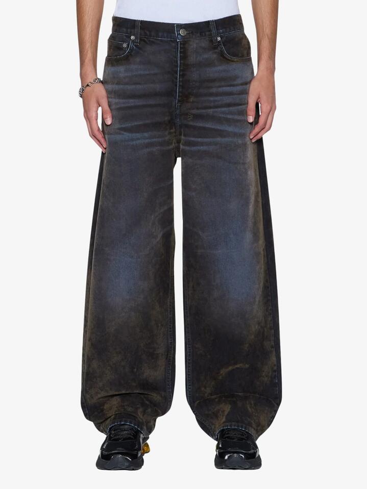 Image of a model wearing Denim. Productname: Ksubi Maxx Blur Ink Jeans in Ink colour by brand - Ksubi