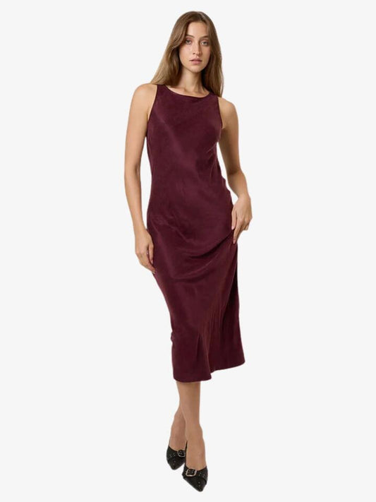 Image of a model wearing Dress. Productname: Thrills Kathleen Slip Dress in MAHOGANY colour by brand - Thrills