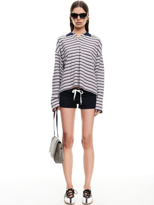 Image of a model wearing Tops. Productname: Lioness Rebels Jersey in Noir Stripe colour by brand - Lioness