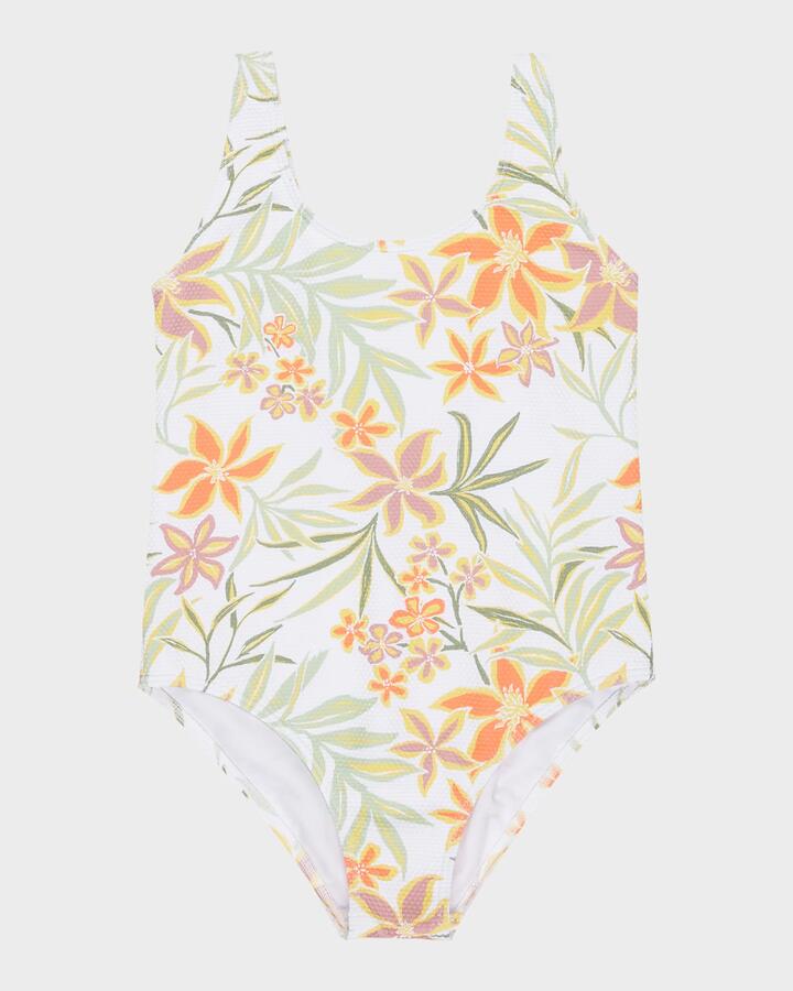 Image of Swimwear. Product name - Roxy Girls 8-16 Floral Horizon One Piece Swimsuit Bright White Floral Horizon in Bright White Floral Horizon colour by brand - Roxy