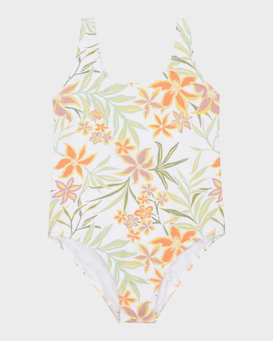 Image of Swimwear. Product name - Roxy Girls 8-16 Floral Horizon One Piece Swimsuit Bright White Floral Horizon in Bright White Floral Horizon colour by brand - Roxy