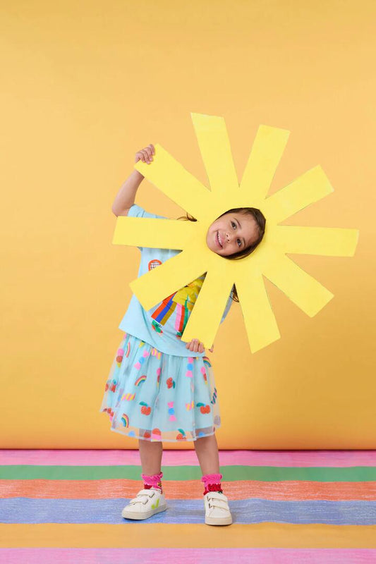 Image of a model wearing Skirts. Productname: Lollies Sequins Kids Skirt in Blue colour by brand - Gorman