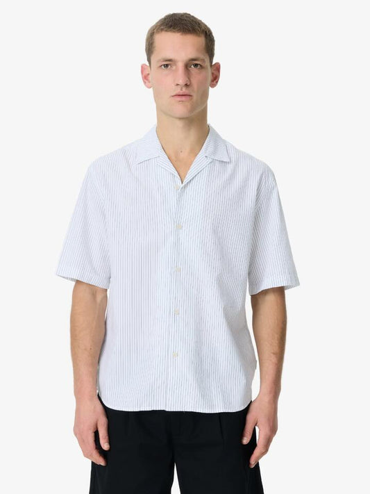 Image of a model wearing Tops. Productname: Article One Wiley Shirt in White Stripe colour by brand - Article One