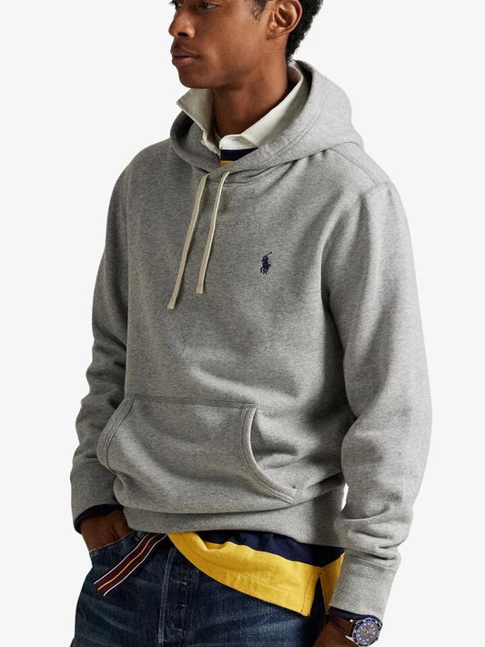 Image of a model wearing Outerwear. Productname: Polo Ralph Lauren The RL Fleece Hoodie in ANDOVER HEATHER colour by brand - Polo Ralph Lauren
