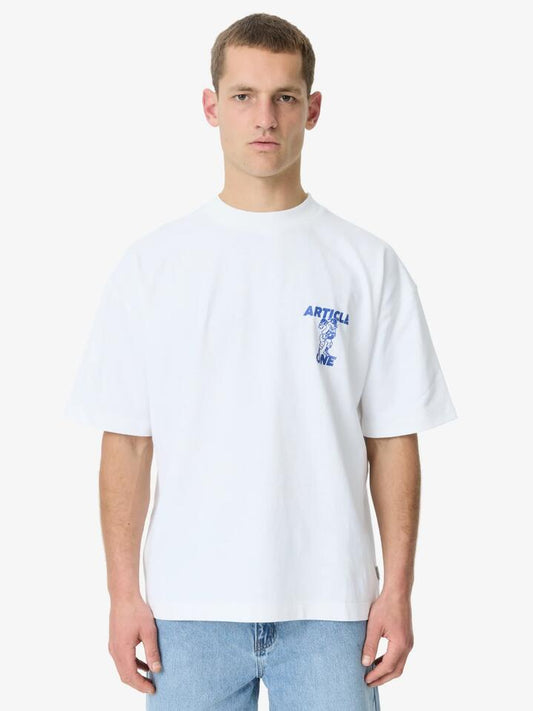 Image of a model wearing Tops. Productname: Article One Champs Tee in White colour by brand - Article One