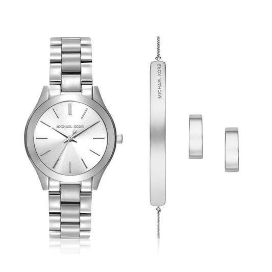 Image of Watches. Productname: Michael Kors Ladies Runway Quartz Watch Gift Set MK7563SET in Watch colour by brand - Bevilles