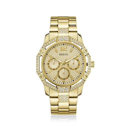 Image of Watches. Product name - Guess Regal Quartz Multifunction Gold Tone Watch GW0990G2 in colour by brand - Guess