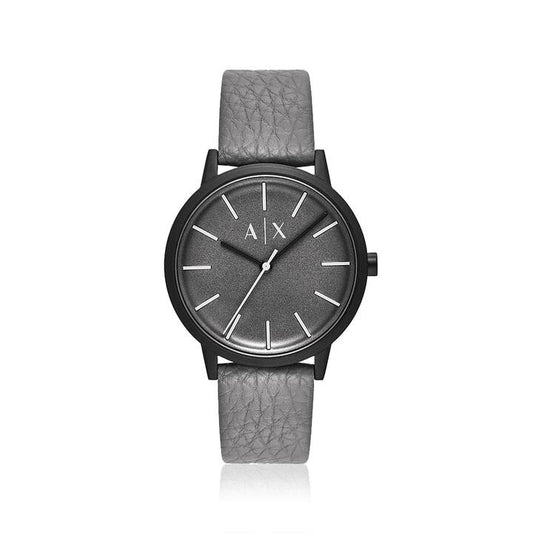 Image of Watches. Product name - Armani Exchange Quartz Grey Leather Watch AX2764 in colour by brand - Armani Exchange