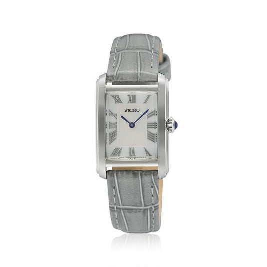 Image of Watches. Product name - Seiko Conceptual Caprice Quartz Grey Leather Watch SWR099P in colour by brand - Seiko
