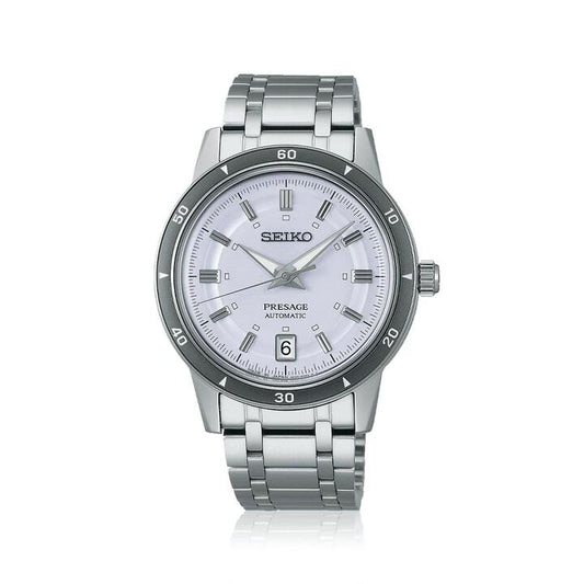 Image of Watches. Productname: Seiko Presage Style 60's Automatic Silver Tone Watch SRPL73J in Watch colour by brand - Seiko