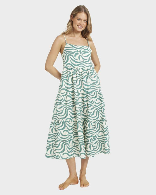 Image of Dresses. Productname: Billabong - Womens All The Waves Maxi Dress - Evergreen - in Evergreen colour by brand - Billabong