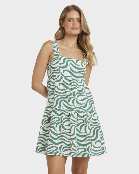 Image of Dresses. Productname: Billabong - Womens All The Waves Mini Dress - Evergreen - in Evergreen colour by brand - Billabong