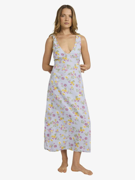 Image of Dresses. Productname: Roxy - Womens Wild Flower Midi Dress - Misty Blue - in Misty Blue colour by brand - Roxy