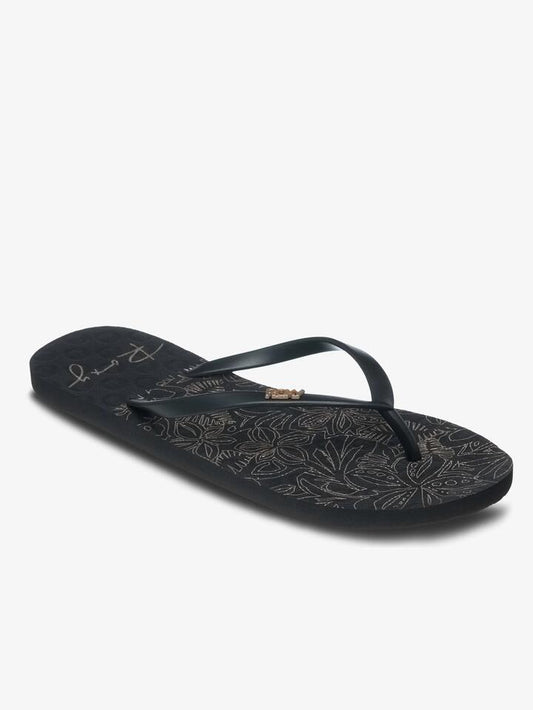 Image of Sandals. Productname: Roxy - Womens Viva Stamp Ii Thongs - Black/Gold - in Black/Gold colour by brand - Roxy