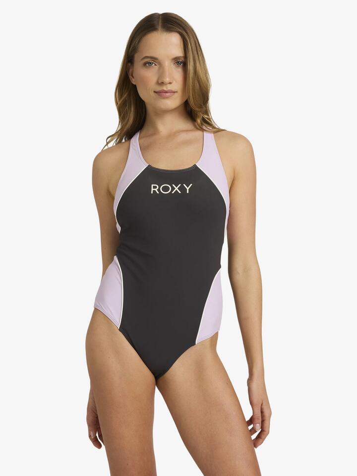 Image of Swimwear. Product name - Roxy Womens Roxy Active C Block One Piece Swimsuit Black Multi in Black Multi colour by brand - Roxy
