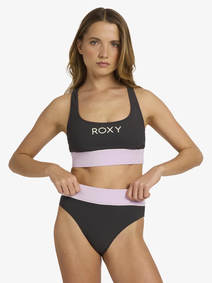 Image of Swimwear. Product name - Roxy Womens Roxy Active C Block Bikini Top Black Multi in Black Multi colour by brand - Roxy