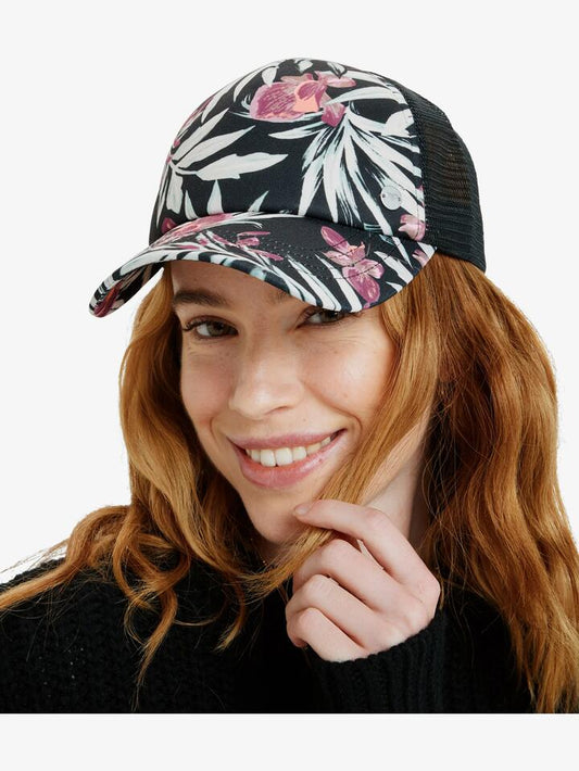 Image of Hats. Productname: Roxy - Womens Beautiful Morning Trucker Cap - Anthracite Wind Swept Floral - in Anthracite Wind Swept Floral colour by brand - Roxy
