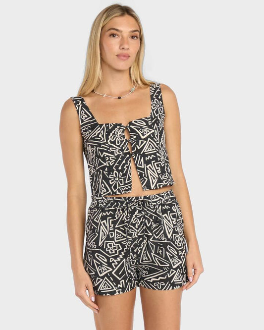 Image of a model wearing Tops. Productname: Billabong - Womens Feelin Free Tank Top - Black/White - in Black/White colour by brand - Billabong