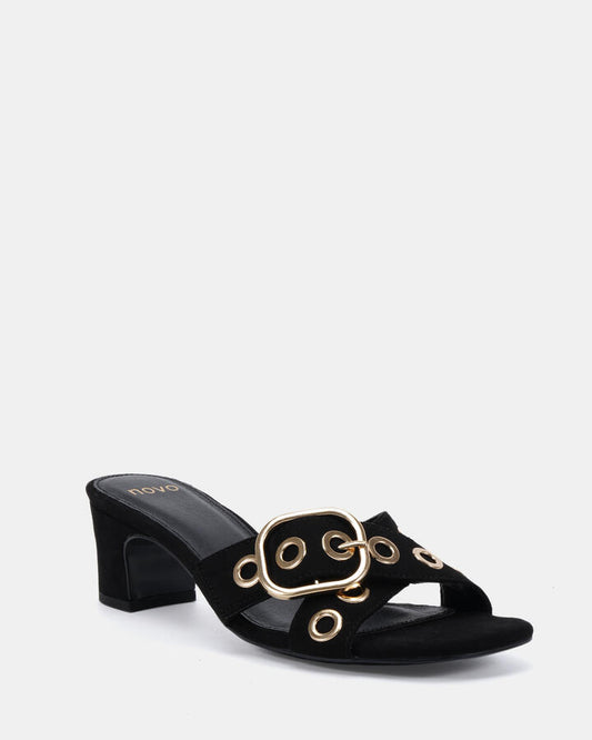 Image of Heels. Productname: Zaragoza: Black Suede - Women's High Fashion in Black colour by brand - Novo