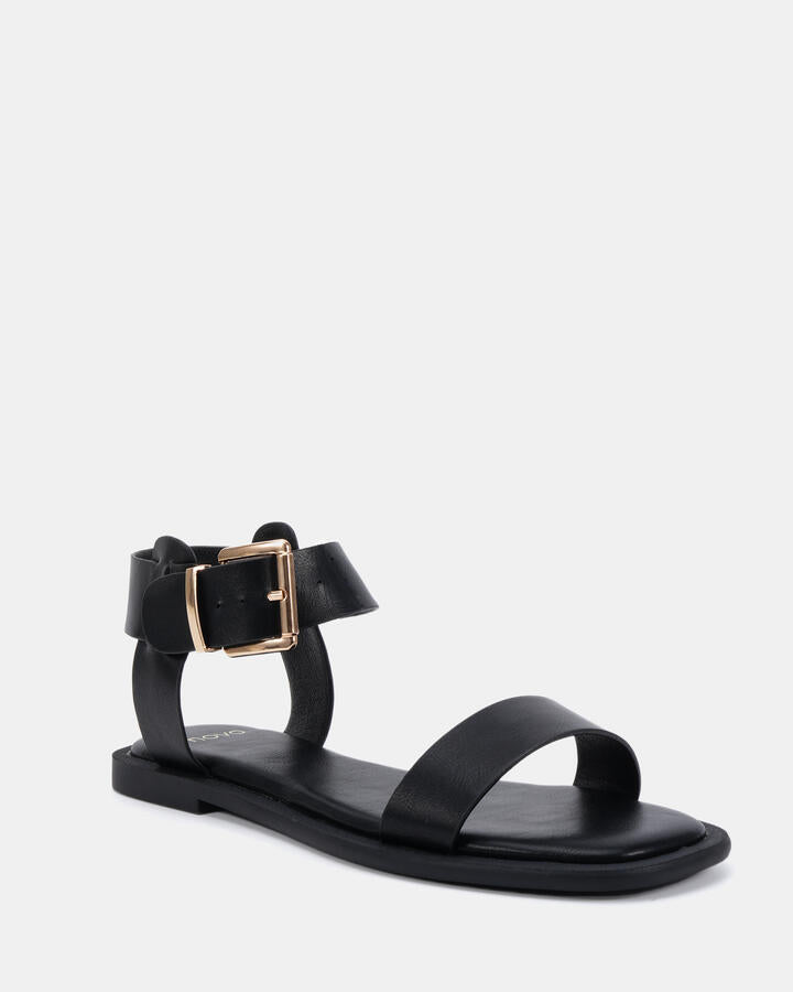 Image of Flats. Productname: Trulee: Black - Women's Strappy - Flat in Black colour by brand - Novo
