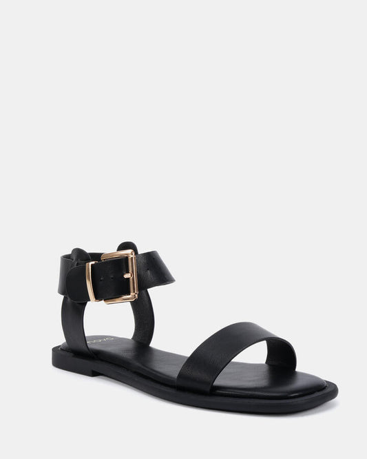 Image of Flats. Productname: Trulee: Black - Women's Strappy - Flat in Black colour by brand - Novo