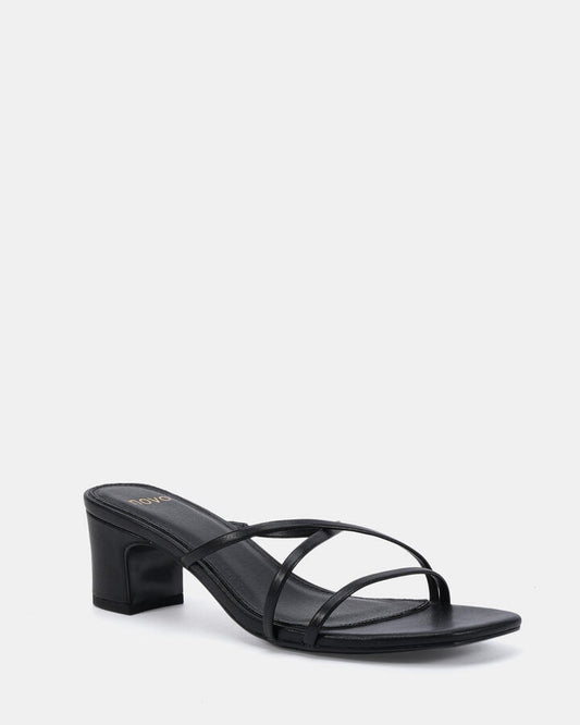 Image of Heels. Productname: Umeda: Black - Women's Strappy - Low Heel in Black colour by brand - Novo