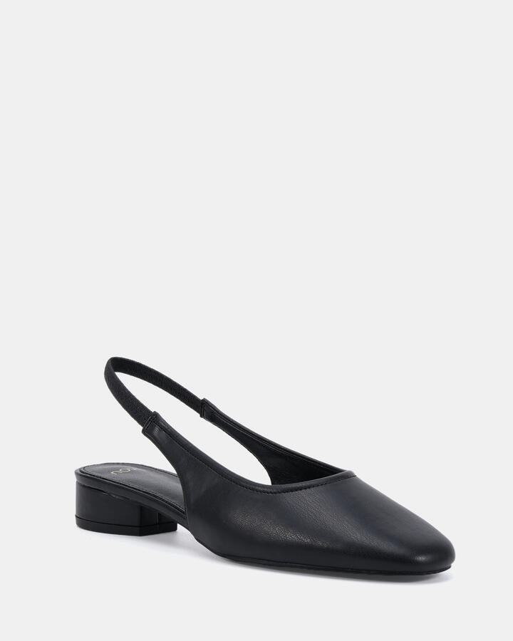 Image of Flats. Product name - Chiaki Black Vegan Flats in Black colour by brand - Novo