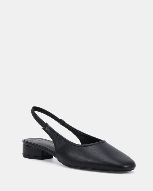 Image of Flats. Productname: Chiaki Black Vegan Flats in Black colour by brand - Novo