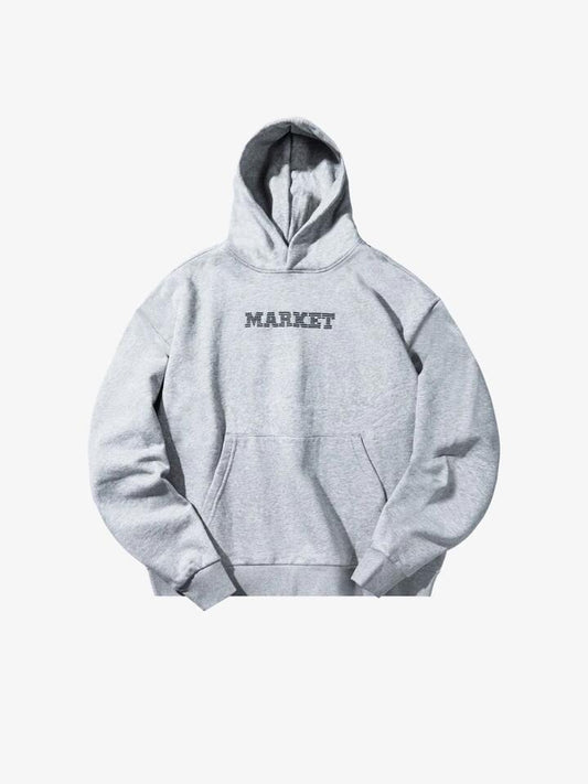 Image of a model wearing Outerwear. Productname: Market Terminally Online Hoodie in Ht Grey colour by brand - Market