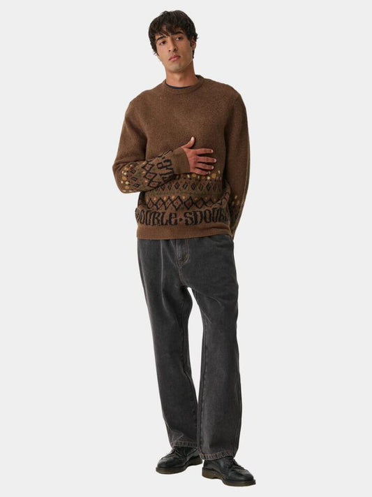 Image of a model wearing Outerwear. Productname: S-Double Knitted Sweater in Chocolate colour by brand - S-Double