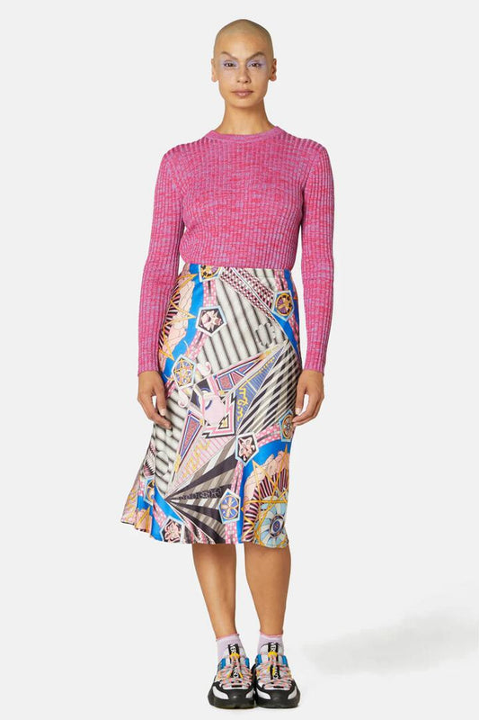 Image of a model wearing Skirts. Productname: Psy Zetta Terra Slip Skirt in Print colour by brand - Gorman
