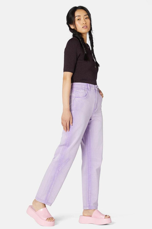 Image of a model wearing Denim. Productname: Cecilia Denim Pant in Lilac colour by brand - Gorman