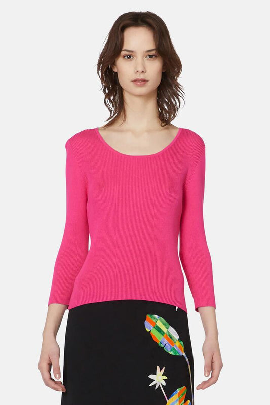 Image of a model wearing Tops. Productname: Naomi Knit Top in Pink colour by brand - Gorman