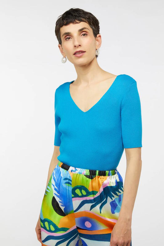 Image of a model wearing Tops. Productname: Abby Knit Top in Blue colour by brand - Gorman