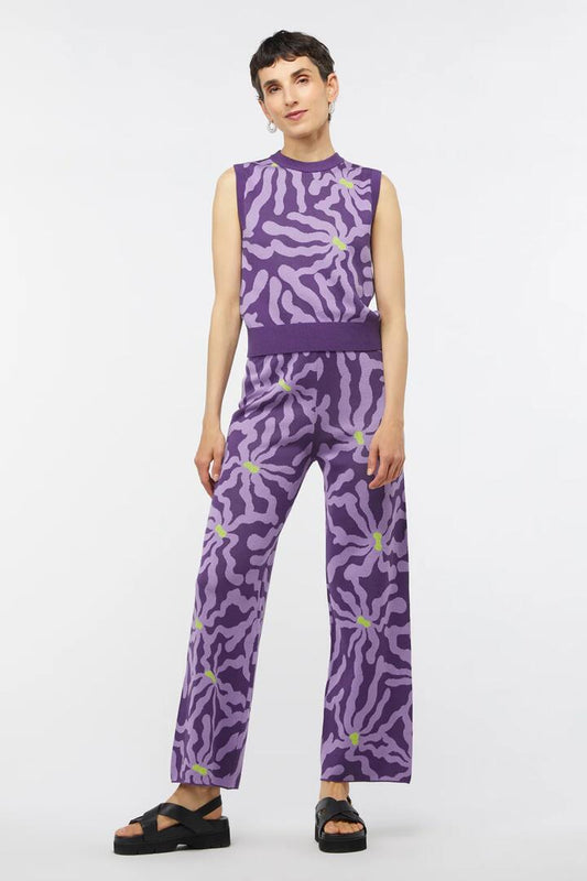 Image of a model wearing Pants. Productname: Garden Party Knit Pant in Purple colour by brand - Gorman