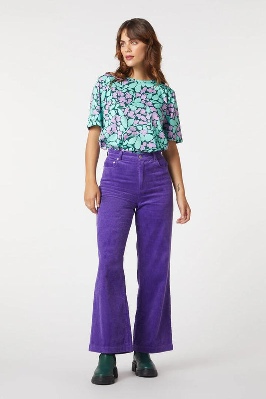 Image of a model wearing Denim. Productname: Atlanta Cord Jeans in Purple colour by brand - Gorman