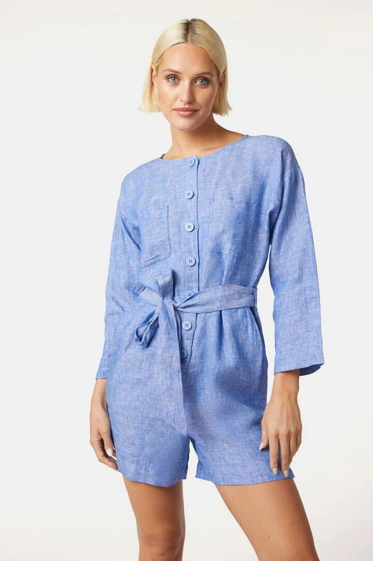 Image of Bodysuits. Product name - Nevenka Playsuit in Blue colour by brand - Gorman