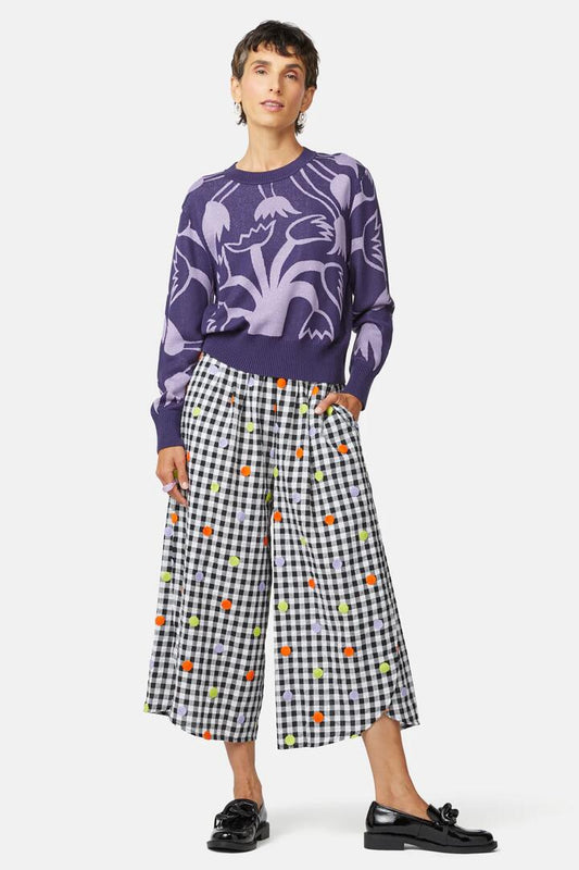 Image of a model wearing Outerwear. Productname: Succulent Lurex Jumper in Navy colour by brand - Gorman