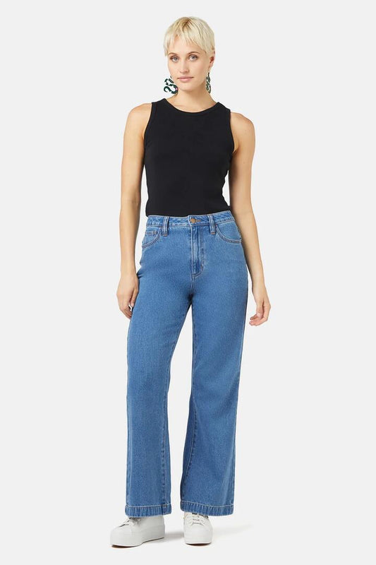 Image of Jeans. Product name - Kick Flare Jean in Denim colour by brand - Gorman