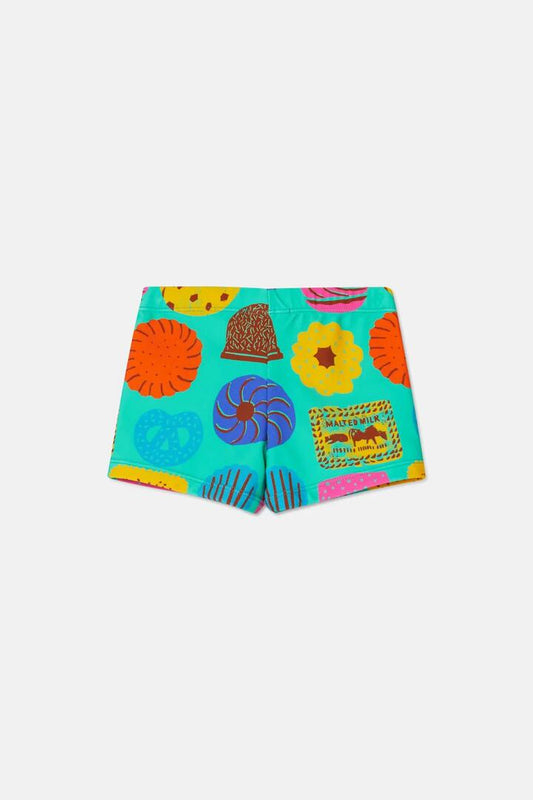 Image of a model wearing Shorts. Productname: Biscuits Baby Swim Shorts in Green colour by brand - Gorman