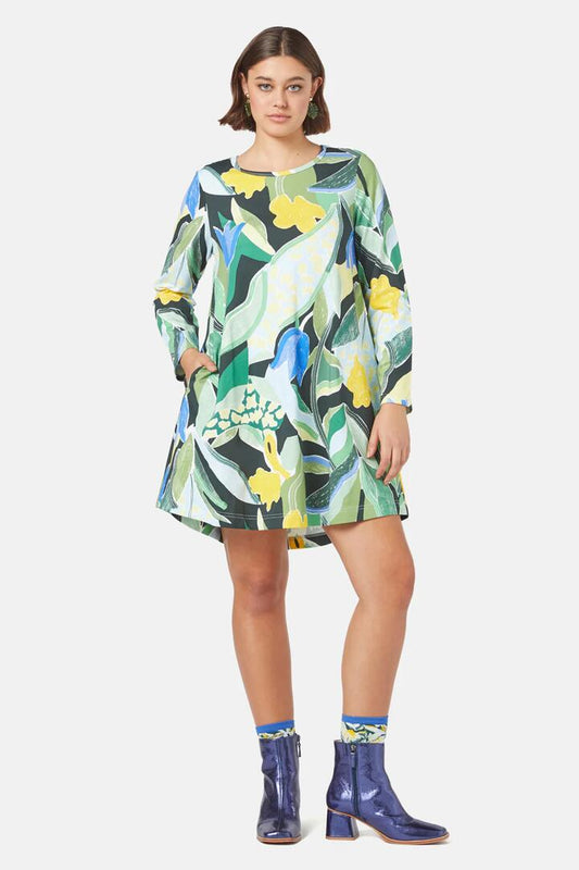 Image of a model wearing Tops. Productname: Of The Valley Jersey Dress in Print colour by brand - Gorman