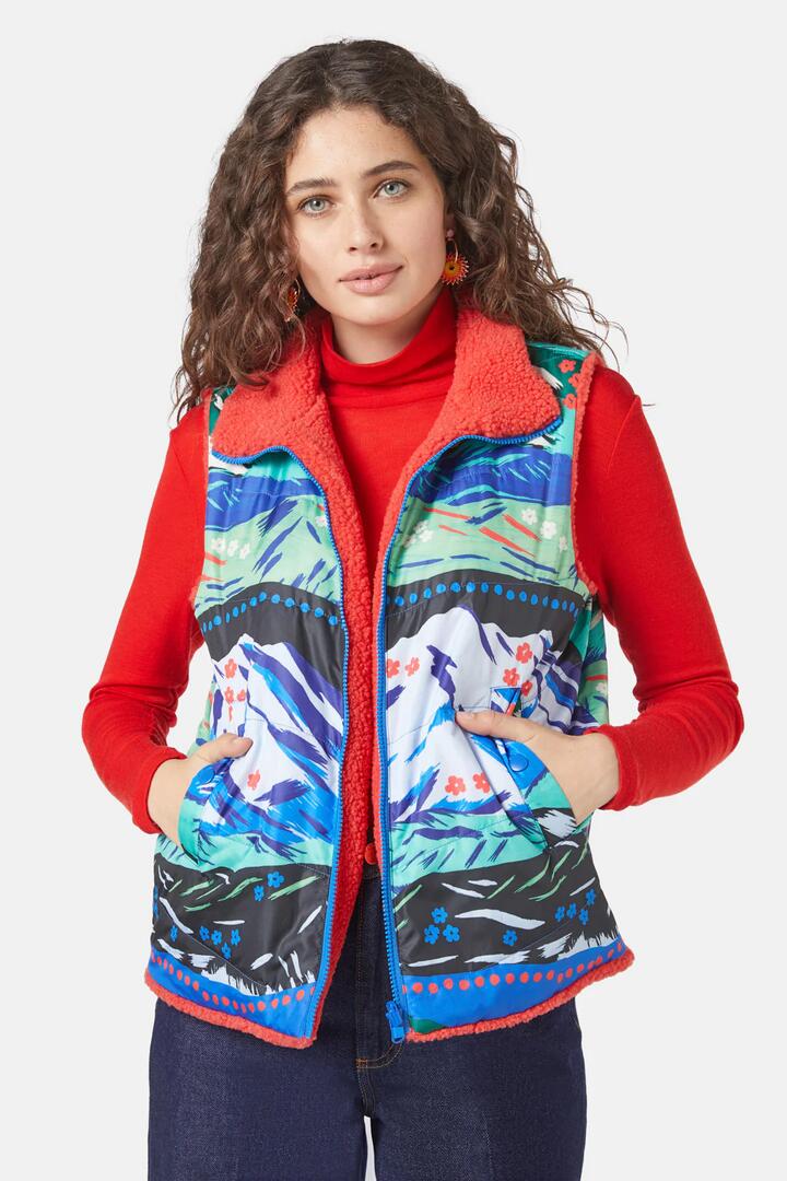 Image of Coats & Jackets. Product name - Ranges Reversible Sherpa Vest in Print colour by brand - Gorman