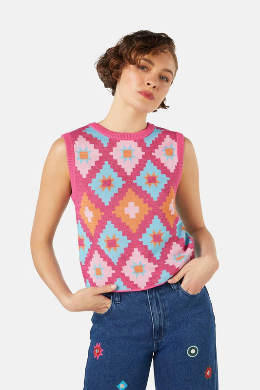 Image of Coats & Jackets. Product name - Magic Carpet Reversible Knit Vest in Multi colour by brand - Gorman