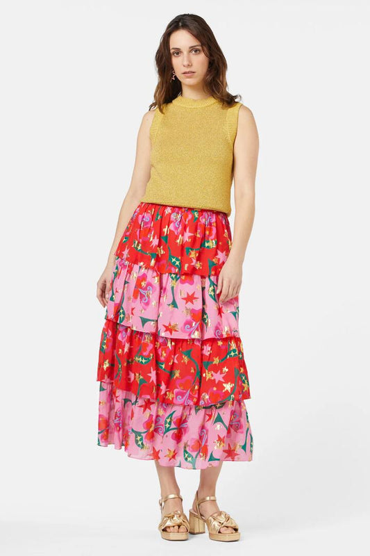 Image of a model wearing Skirts. Productname: Peruvian Lily Skirt in Print colour by brand - Gorman