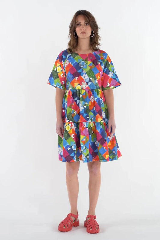 Image of a model wearing Tops. Productname: Friends Of The Sun Jersey Dress in Print colour by brand - Gorman