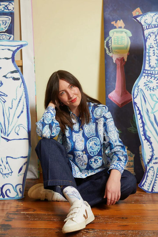 Image of a model wearing Tops. Productname: Porcelain Paradise Shirt in Print colour by brand - Gorman