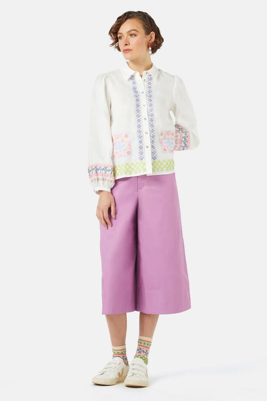 Image of Kitchen & Dining. Productname: Stained Glass Embroidered Shirt in White colour by brand - Gorman