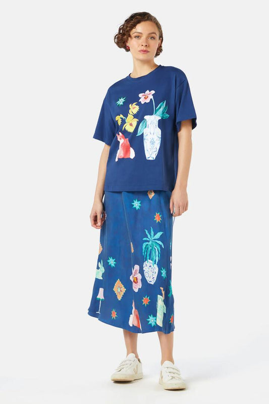 Image of a model wearing Tops. Productname: Tara's Studio Tee in Print colour by brand - Gorman